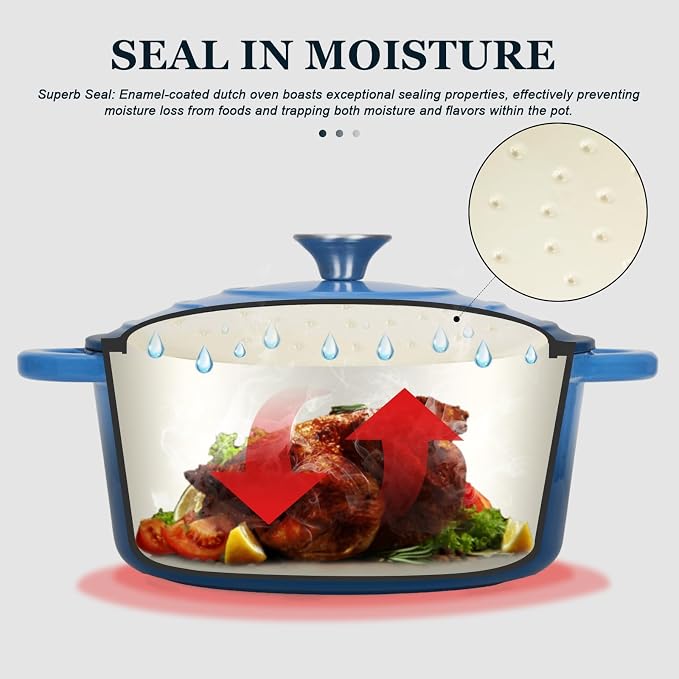 Overmont Enameled Cast Iron Dutch Oven - 7QT Pot - Heavy-Duty Cookware - Image 2