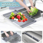 Ohuhu Dish Drying Rack Over The Sink, Roll Up Sink Rack 20.5" W x 13.1" L - Image 6