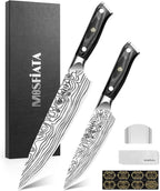 MOSFiATA 2Pcs Chef Knife Set, Sharp Kitchen Knife High Carbon German EN1.4116 by MOSFiATA