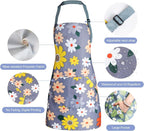 Apron for Women with Pockets, Adjustable Waterproof Floral Chef Aprons for - Image 2