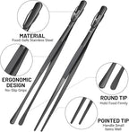 HOTEC Kitchen Tweezers Tongs Stainless Steel Professional Chef Tweezers - Image 6