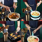 Gold Cooking Utensils Set, Berglander Stainless Steel 13 Pieces Kitchen - Image 2