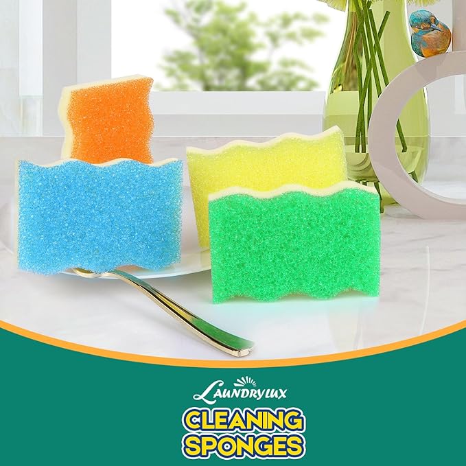LAUNDRYLUX Scrub Sponge, 8 Pack Dual-Sided Temperature-Responsive Scrubber - Image 5