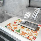 Christmas Dish Drying Mat for Kitchen Counter 18x24 Cute Gingerbread Themed - Image 5