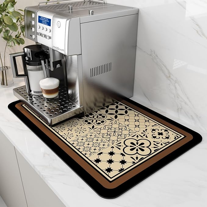AMOAMI Coffee Mat Hide Stain Rubber Backed Absorbent Dish Drying Mat by AMOAMI