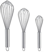 Whisks for Cooking, 3 Pack Stainless Steel Whisk for Blending, Beating and by Kitchen+Cooking+Kit