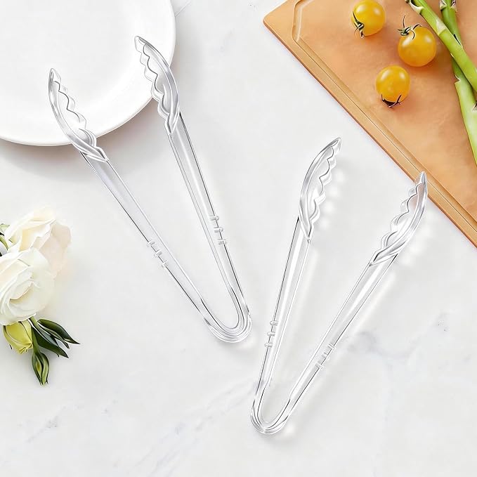 Mwellewm 12 Pc Serving Tongs 9 Inch Bulk Reusable or Disposable Plastic Tongs - Image 8