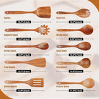 Mooues Wooden Spoons for Cooking, Wooden Utensils for Cooking Natural Teak - Image 4