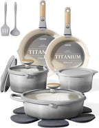 CAROTE 17Pcs Titanium Cookware Set, Pots and Pans Set Non Stick, Kitchen by CAROTE