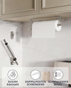 Paper Towel Holder Under Cabinet, Self Adhesive or Wall Mount - Image 2
