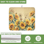 Sunflower Dish Drying Mat for Kitchen Counter Vintage Yellow Sunflowers - Image 5