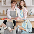 2 Pieces Aprons for Women with Pockets, Cotton Linen Waterproof Kitchen Cooking - Image 6