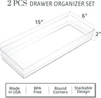 STORi SimpleSort 2-Piece Stackable Clear Drawer Organizer Set | 15" x 6" x 2" - Image 2