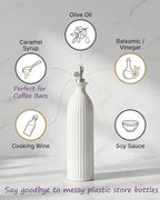Ceramic Olive Oil Dispenser Bottle, 17 oz Stoneware Relief oil container - Image 8