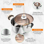 P&P CHEF 4 Qt Stockpot with Lid, Stainless Steel Cooking Stock Pot - Image 3