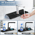PoYang 17.7 inch Faucet Mat for Kitchen Sink Splash Guard, 7° Slope Silicone - Image 2
