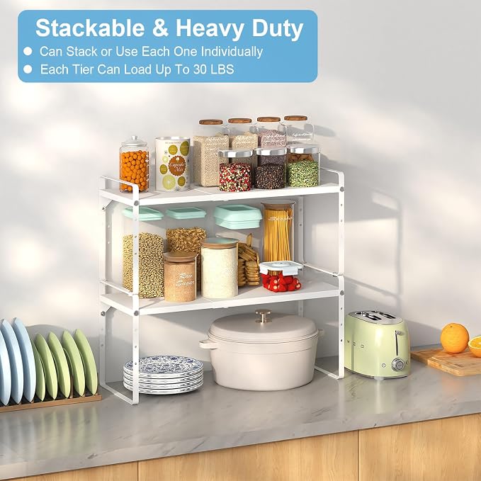 15.5 to 25.5 Inch Expandable Kitchen Cabinet Organizer Shelf, 30 LBS Heavy Duty - Image 3