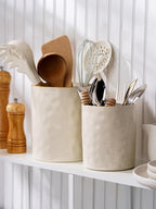 famiware Ocean Utensil Holder, 7.2"+5.8" Ceramic Kitchen Utensil Holder - Image 2