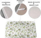 Easter Bunny Floral Drying Mat for Kitchen Counter Spring Easter Rabbits Green - Image 3
