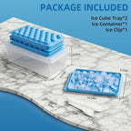 2 Pack Ice Cube Trays Set -with Lids, Storage Container & Ice Tongs, 66-Count - Image 7