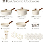 CAROTE 21pcs Cookware Set Nonstick Pots and Pans Set, Ceramic Cookware Set - Image 2