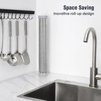 Tomorotec Stainless Steel Roll-Up Dish Drying Rack Marble Color Silicone Edges - Image 3