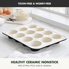 GreenPan Bakewell 12-Cup Muffin Pan, Healthy Ceramic Nonstick Bakeware - Image 2