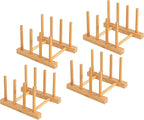 HBlife 4pcs Bamboo Dish Plate Bowl Cup Book Pot Lid Cutting Board Drying Rack by HBlife