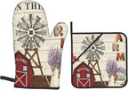 Oven Mitts and Pot Holders Sets of 4, Farmhouse Windmill and Barn House - Image 9