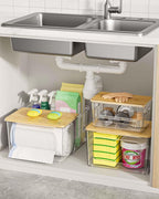 iCASA Trash Bag Dispenser Holder - 3 in 1 Acrylic Plastic Garbage Bag Pantry - Image 5