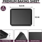 E-far Baking Sheet Set of 2, 12.5" x 9.5" x 1" Cookie Sheet Pan - Image 2