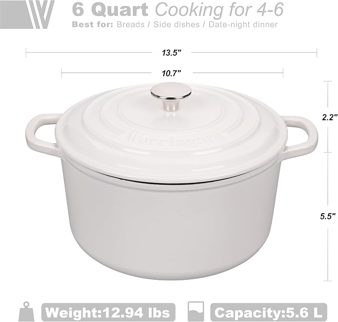 VORRINGARD Enameled Cast Iron Dutch Oven Pot - Image 2