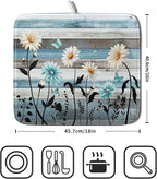 Blue White Daisy Floral Dish Drying Mat - Image 2