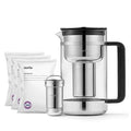 Aarke Purifier Large Glass Pitcher Bundle w/Steel Filter, 3 Enriched + 1 Pure by aarke