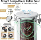 Veken Coffee Canister with Window, Airtight Stainless Steel Kitchen Food - Image 5