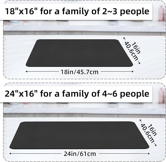 LOPNUR Kitchen Dish Drying Mat, Diatomite Coffee Mat, Super Absorbent Dish - Image 5