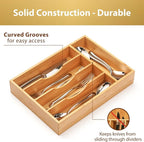 Umilife Bamboo Kitchen Drawer Organizer, 9 Inch Silverware Utensils Tray Holder - Image 3