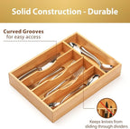 Umilife Bamboo Kitchen Drawer Organizer, 8.25 Inch Silverware Utensils Tray - Image 3