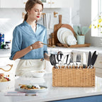 Ayiaren Wicker Flatware Silverware Caddy Cutlery Holder Kitchen Silverware - Image 3