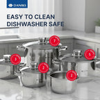 Daniks Standard 9-Piece Stainless Steel Cookware Set - Image 3