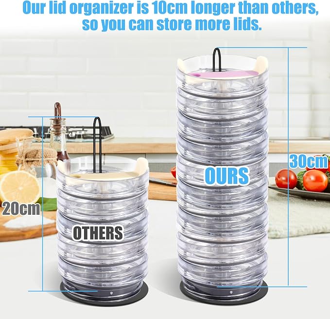 Vodolo Tumbler Lid Organizer, Cup Lid Holder, Slim Vertical Storage - Image 3