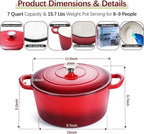 E-far 7QT Enameled Dutch Oven, Cast Iron Dutch Oven Pot - Image 2