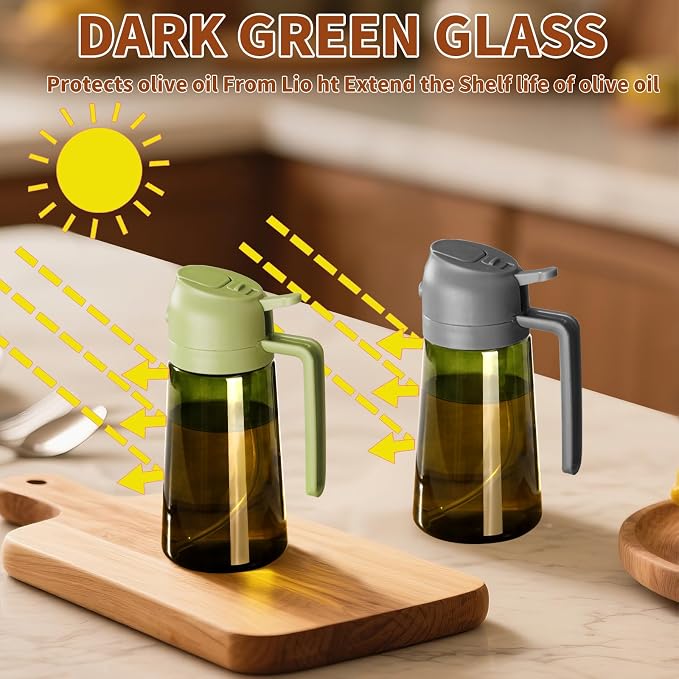 SWEET VIEW 2PCS Olive Oil Dispenser and Oil Sprayer – 16oz/470ml Glass - Image 8