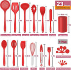 Silicone Kitchen Utensils Set, E-far 23 Pcs Red Cooking Utensils Tools - Image 3