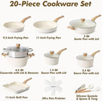 SENSARTE Ceramic Cookware Sets, Pots and Pans Set Nonstick, 20-Piece Induction - Image 3