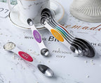 Magnetic Measuring Spoons Set of 7 Stainless Steel Stackable Dual Sided - Image 6
