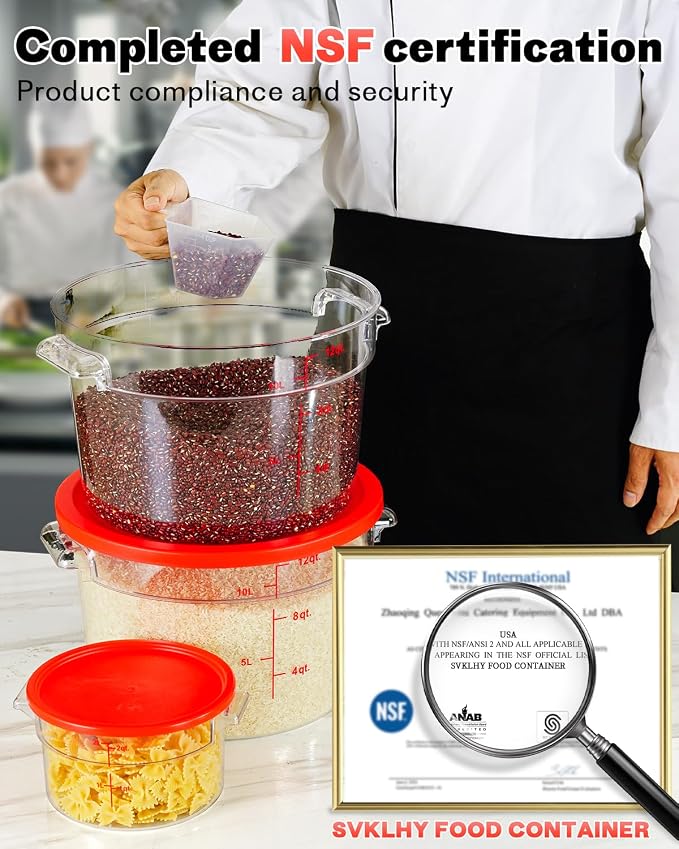 2QT NSF Food Storage Containers: 8 PCS Commercial Clear Round Food Storage - Image 5
