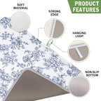 Blue Floral Dish Drying Mat for Kitchen Counter Chinoiserie Flower Microfiber - Image 3
