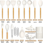 Umite Chef Kitchen Cooking Utensils Set, Wooden Handle Silicone Kitchen Gadgets - Image 2