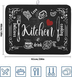 Kawani Black Coffee Bar Dish Drying Mats - Image 2